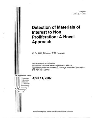 Detection of Materials of Interest to Non-Proliferation: A Novel Approach