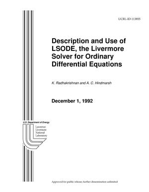 Description and use of LSODE, the Livemore Solver for Ordinary Differential Equations