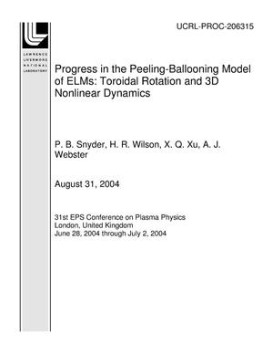 Progress in the Peeling-Ballooning Model of ELMs: Toroidal Rotation and 3D Nonlinear Dynamics