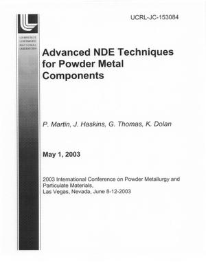 Advanced NDE Technologies for Powder Metal Components