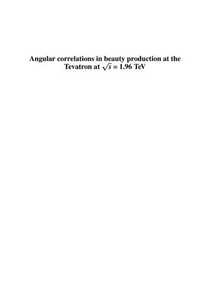 Angular correlations in beauty production at the Tevatron at sqrt(s) = 1.96 TeV