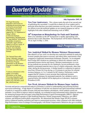 National Bioenergy Center Sugar Platform Integration Project: Quarterly Update #8, July-September 2005