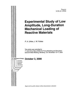 Experimental study of low amplitude, long-duration mechanical loading of reactive materials