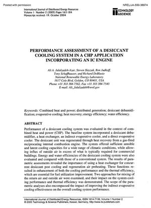 Performance Assessment of a Desiccant Cooling System in a CHP Application with an IC Engine