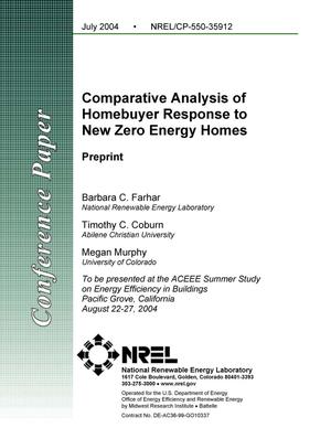 Comparative Analysis of Homebuyer Response to New Zero-Energy Homes: Preprint