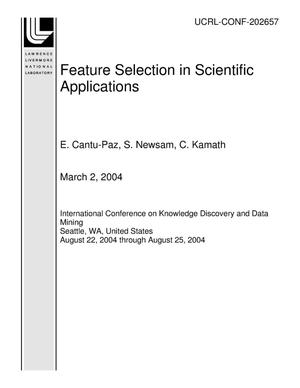 Feature Selection in Scientific Applications