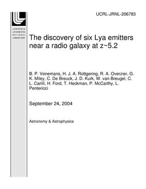 The discovery of six Lyα emitters near a radio galaxy at z~5.2