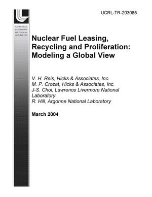 Nuclear Fuel Leasing, Recycling and proliferation: Modeling a Global View