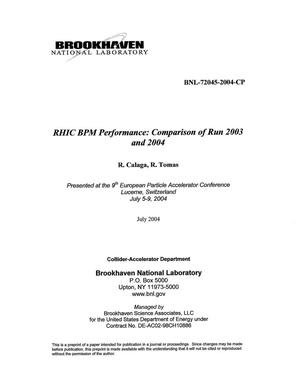 RHIC BPM Performance: Comparison of Run 2003 and 2004.
