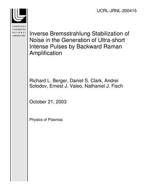 Inverse Bremsstrahlung Stabilization of Noise in the Generation of Ultra-short Intense Pulses by Backward Raman Amplification