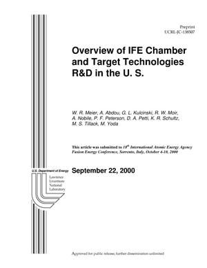 Overview of IFE chamber and target technologies R&D in the U.S.