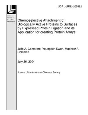 Chemoselective Attachment of Biologically Active Proteins to Surfaces by Expressed Protein Ligation and its Application for creating Protein Arrays