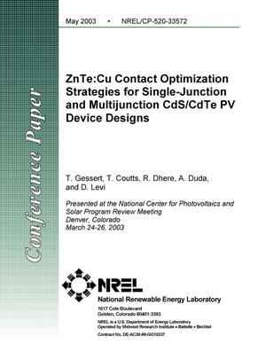 ZnTe:Cu Contact Optimization Strategies for Single-Junction and Multijunction CdS/CdTe PV Device Designs
