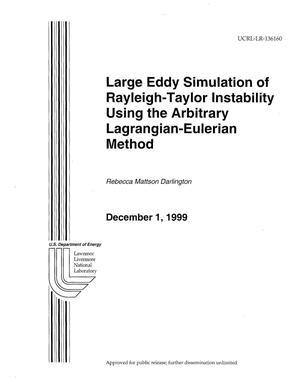 Large eddy simulation of Rayleigh-Taylor instability using the arbitrary Lagrangian-Eulerian method