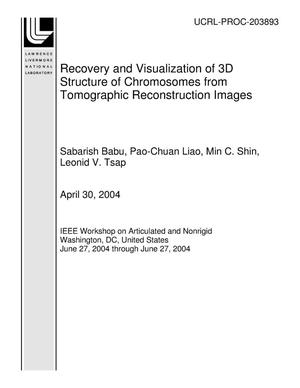 Primary view of object titled 'Recovery and Visualization of 3D Structure of Chromosomes from Tomographic Reconstruction Images'.