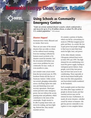 Using Schools as Community Emergency Centers - Renewable Energy: Clean, Secure, Reliable (Fact Sheet)