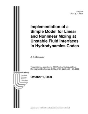 Implementation of a simple model for linear and nonlinear mixing at unstable fluid interfaces in hydrodynamics codes