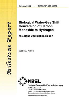 Biological Water-Gas Shift Conversion of Carbon Monoxide to Hydrogen: Milestone Completion Report