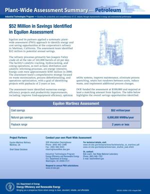 $52 Million in Savings Identified in Equilon Assessment: Plant-Wide Assessment Summary--Petroleum (Fact Sheet)