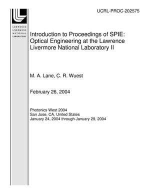 Introduction to Proceedings of SPIE: Optical Engineering at the Lawrence Livermore National Laboratory II