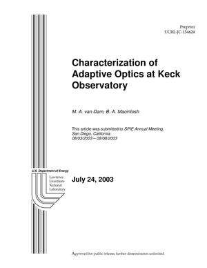 Characterization of Adaptive Optics at Keck Observatory