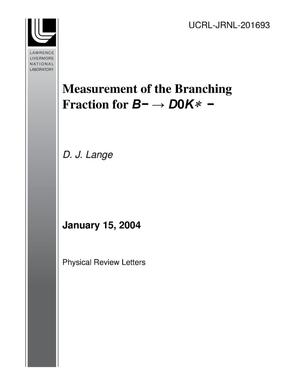 Measurement of the Branching Fraction for B- --->D0 K*-