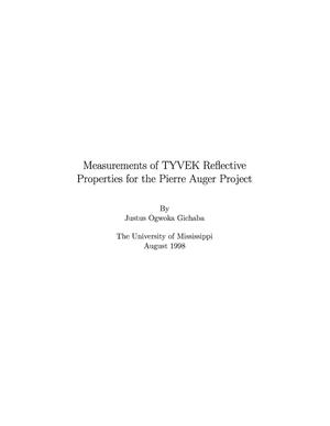 Measurements of TYVEK reflective properties for the Pierre Auger Project
