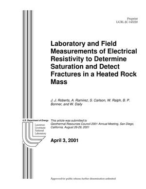 Laboratory and Field Measurements of Electrical Resistivity to Determine Saturation and Detect Fractures in a Heated Rock Mass