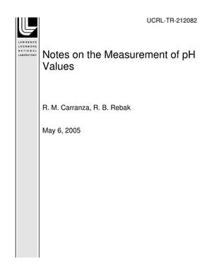 Notes on the Measurement of pH Values