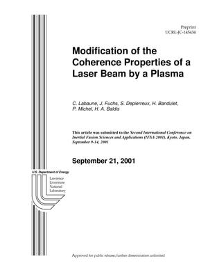 Modification of the Coherence Properties of a Laser Beam by a Plasma