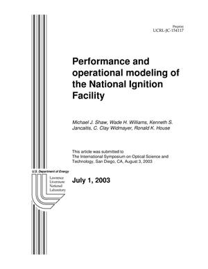 Primary view of object titled 'Performance and Operational Modeling of the National Ignition Facility'.