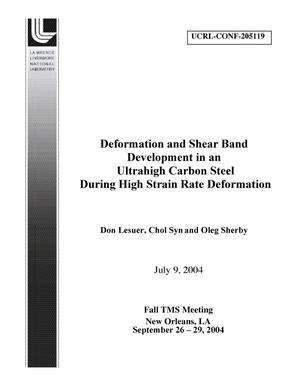 Deformation and Shear Band Development in an Ultrahigh Carbon Steel During High Strain Rate Deformation