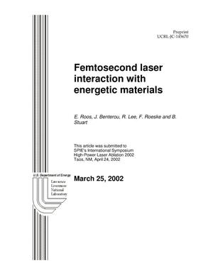 Femtosecond Laser Interaction with Energetic Materials