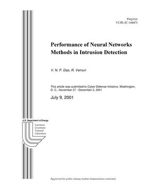 Performance of Neural Networks Methods In Intrusion Detection