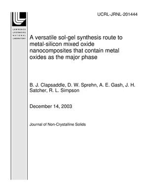 A versatile sol-gel synthesis route to metal-silicon mixed oxide nanocomposites that contain metal oxides as the major phase