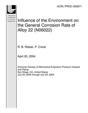 Influence of the Environment on the General Corrosion Rate of Alloy 22 (N06022)