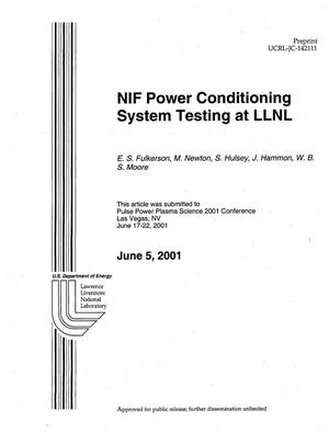 NIF Power Conditioning System Testing at LLNL