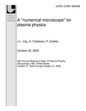A "numerical microscope" for plasma physics