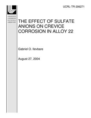 The Effect of Sulfate Anions on Crevice Corrosion in Alloy 22