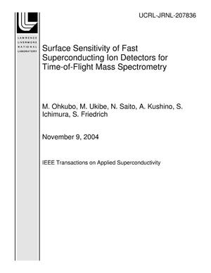 Surface Sensitivity of Fast Superconducting Ion Detectors for Time-of-Flight Mass Spectrometry