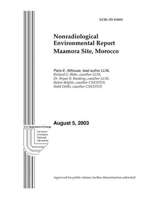 Nonradiological Environmental Report Maamora Site, Morocco