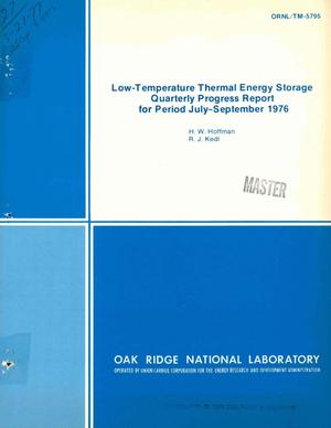 Low-temperature thermal energy storage quarterly progress report for period July--September 1976. [Phase-change materials]