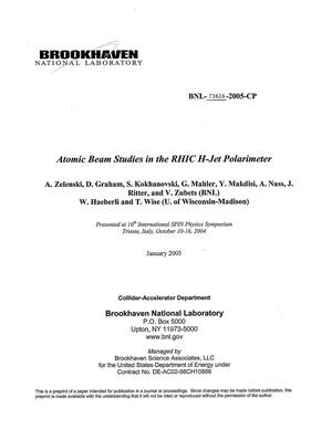 ATOMIC BEAM STUDIES IN THE RHIC H-JET POLARIMETER.