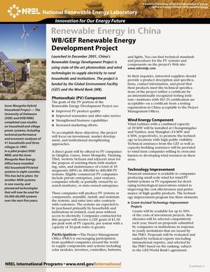 WB/GEF Renewable Energy Development Project: Renewable Energy in China