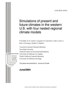 Simulations of present and future climates in the western U.S. with four nested regional climate models