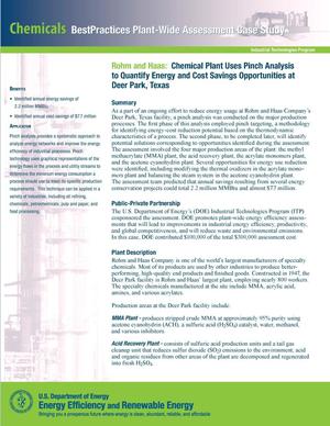 Rohm and Haas: Chemical Plant Uses Pinch Analysis to Quantify Energy and Cost Savings Opportunities at Deer Park, Texas