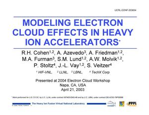 Modeling Electron Cloud Effects in Heavy Ion Accelerators