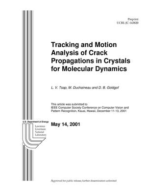 Tracking and Motion Analysis of Crack Propagations in Crystals for Molecular Dynamics