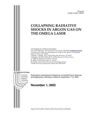 Collapsing Radiative Shocks in Argon Gas on the Omega Laser