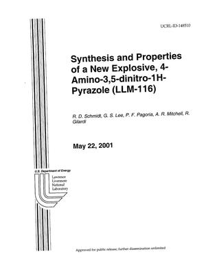 Synthesis and Properties of a New Explosive, 4-Amino-3,5-Dinitro-lH-Pyrazole (LLM-116)